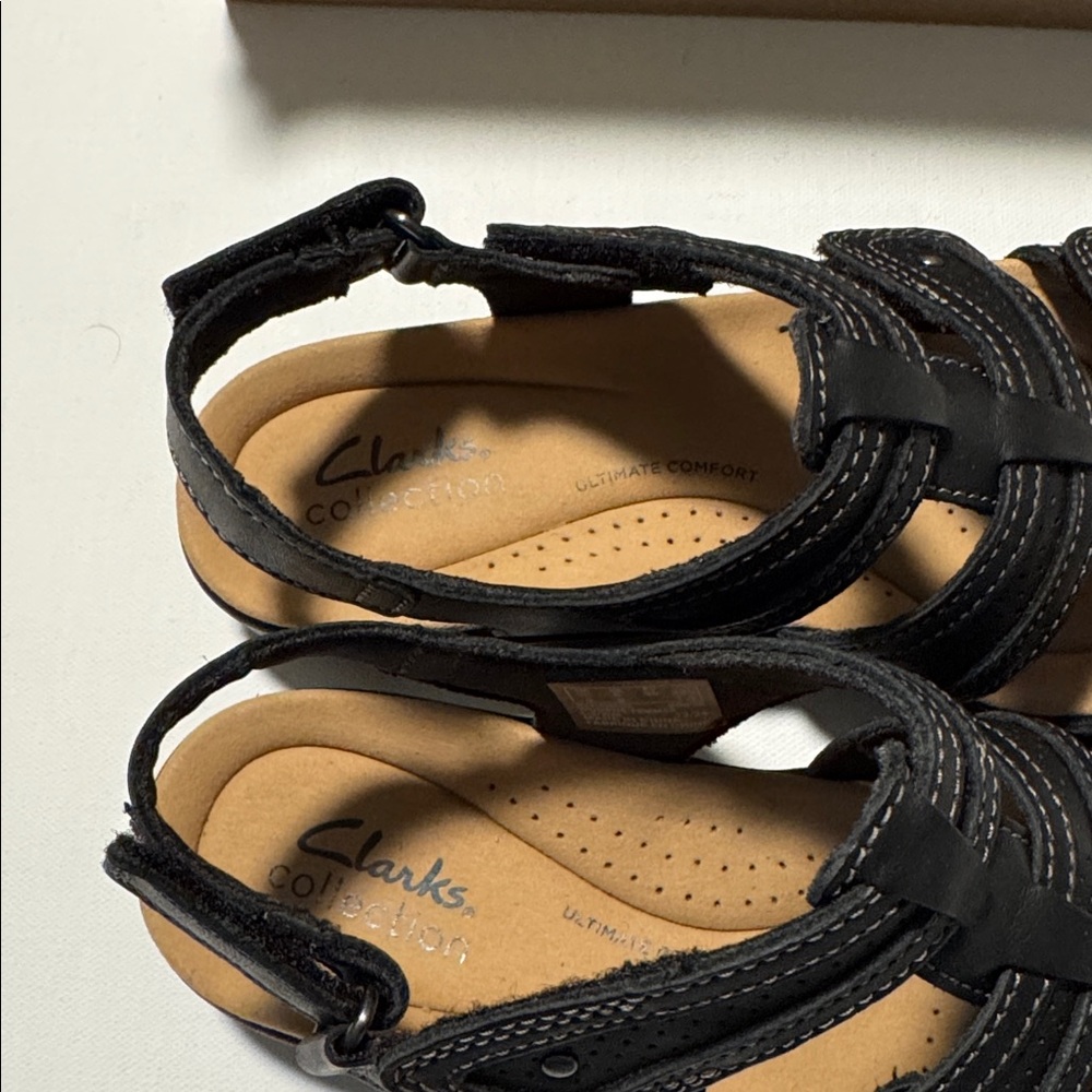 Clarks Sandals Womens 6 Black Leather Laurieann Ivy - Picture 3 of 5